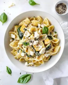20 Minute Summer Squash Pasta with Brown Butter Goat Cheese
