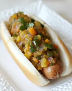 Peach Jalapeño Salsa Dog