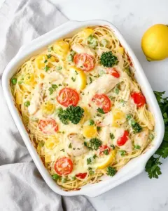 Baked Lemon Chicken Spaghetti Primavera