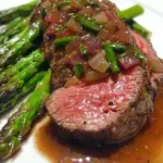 Broiled Beef Tenderloin with Asparagus Red Onion Vinaigrette