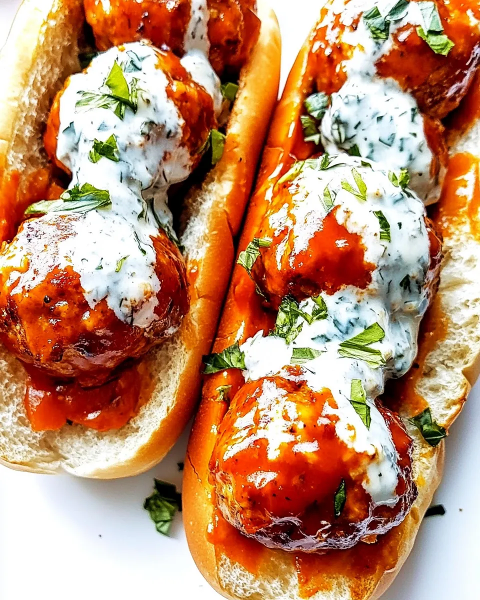 Buffalo Chicken Meatball Subs
