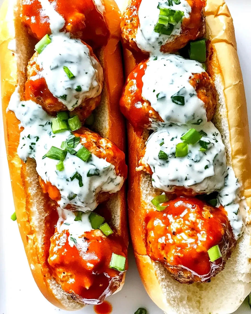 Buffalo Chicken Meatball Subs