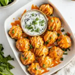 Buffalo Chicken Meatballs with Bleu Cheese Yogurt Dip