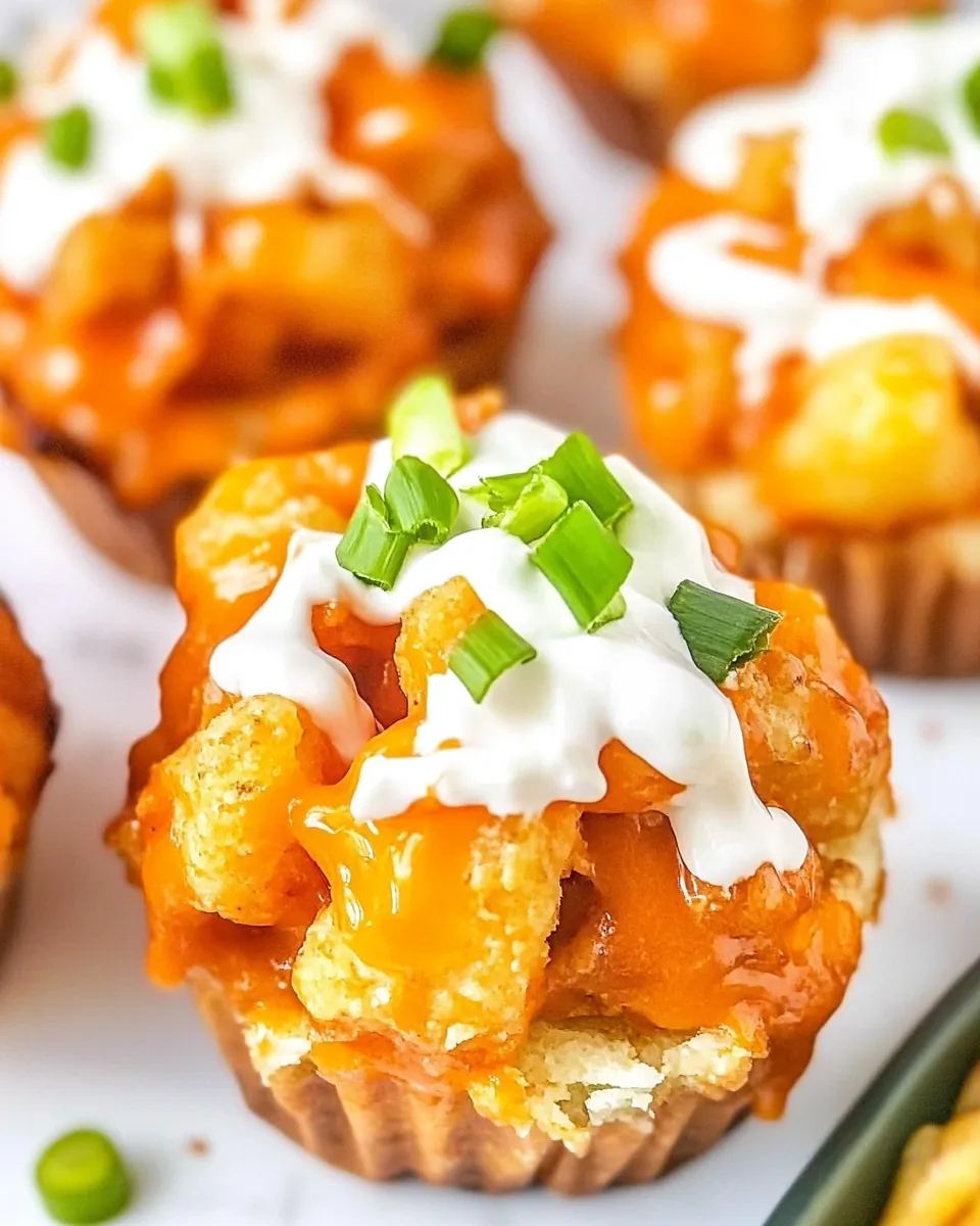 Buffalo Chicken Tater Tot Cups