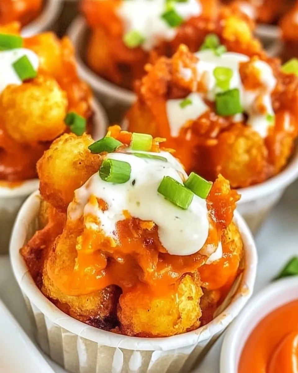Buffalo Chicken Tater Tot Cups