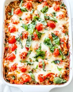 Caprese Chicken Quinoa Casserole