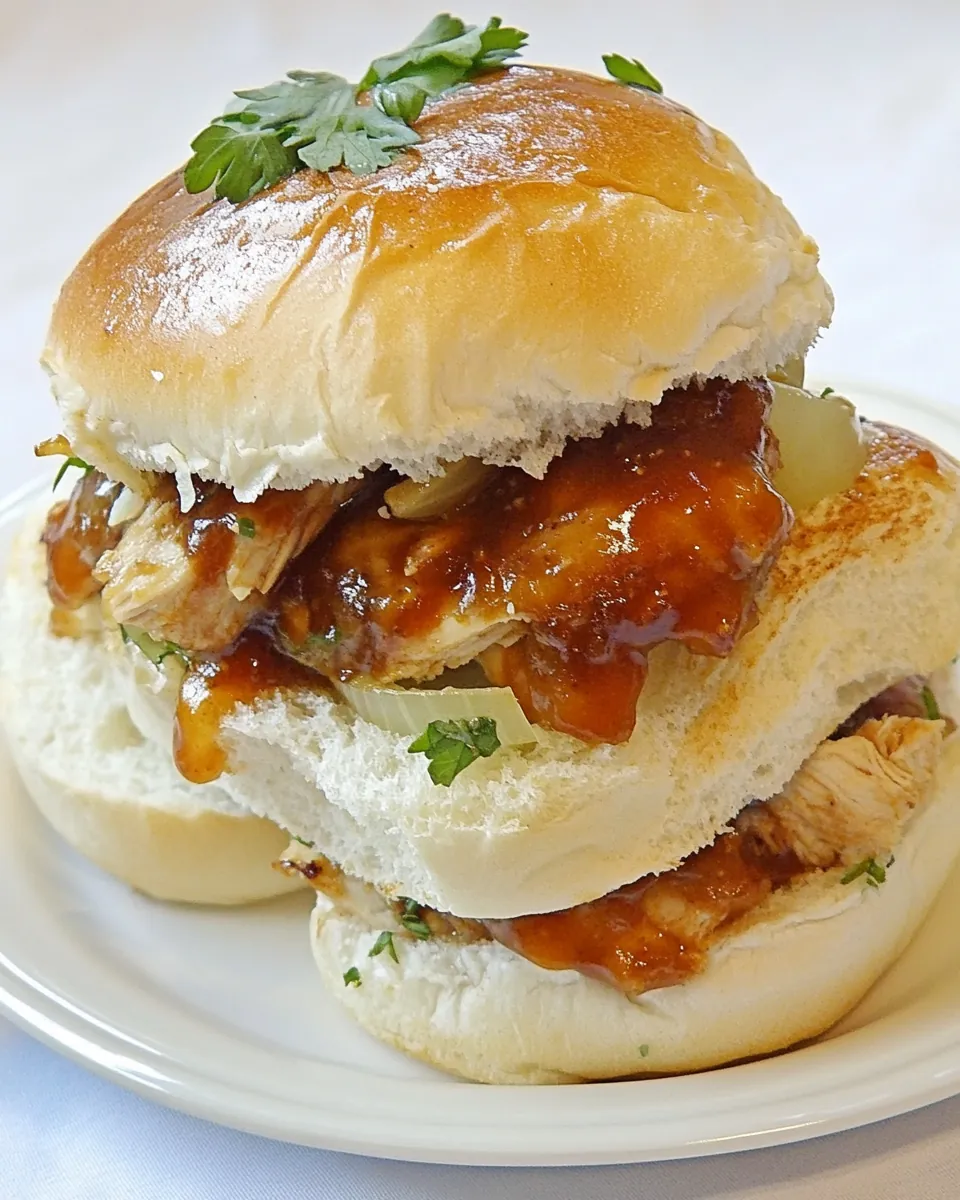 Caramelized Onion Sliders with BBQ Chicken