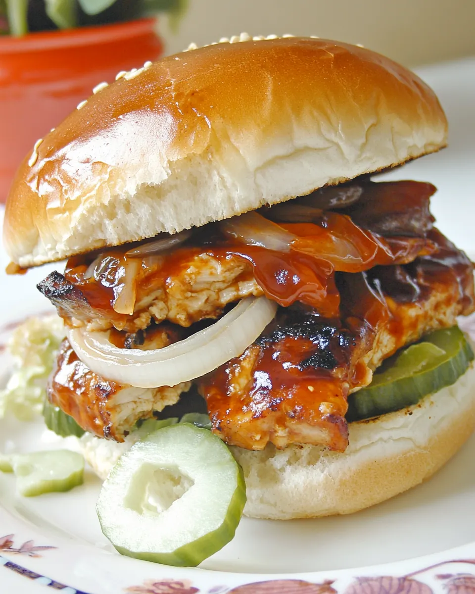 Caramelized Onion Sliders with BBQ Chicken