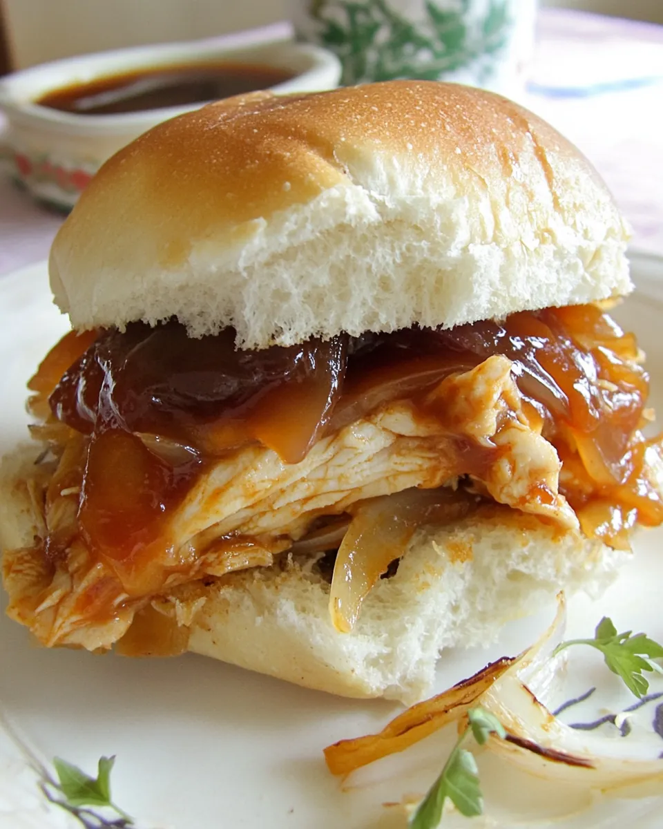 Caramelized Onion Sliders with BBQ Chicken