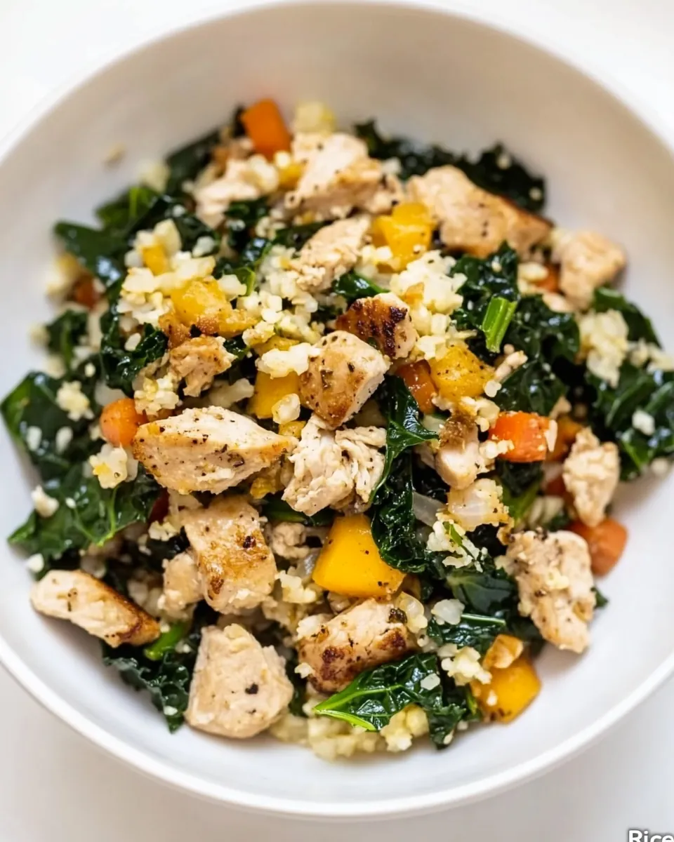Cauliflower Fried Rice with Kale Chicken
