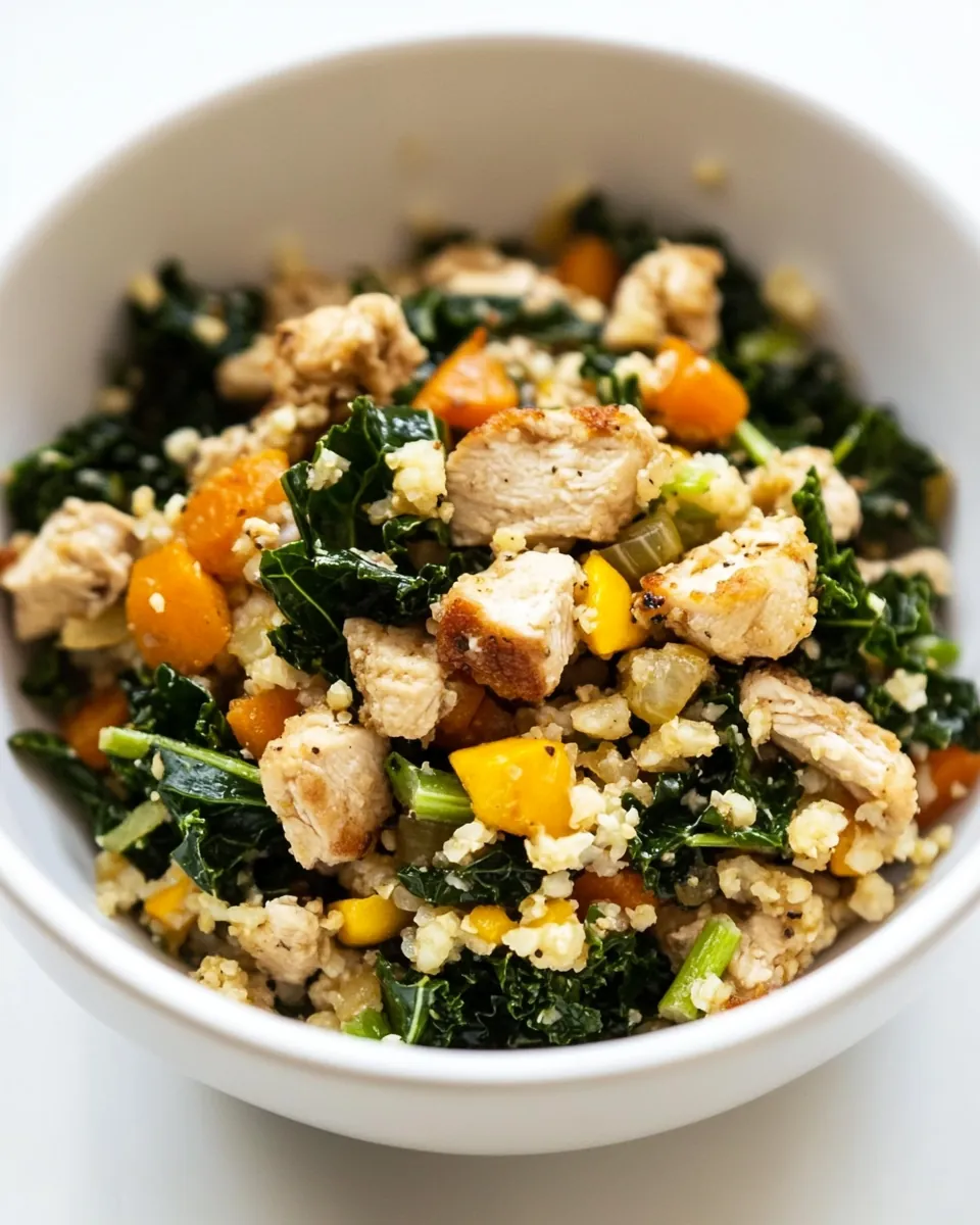 Cauliflower Fried Rice with Kale Chicken