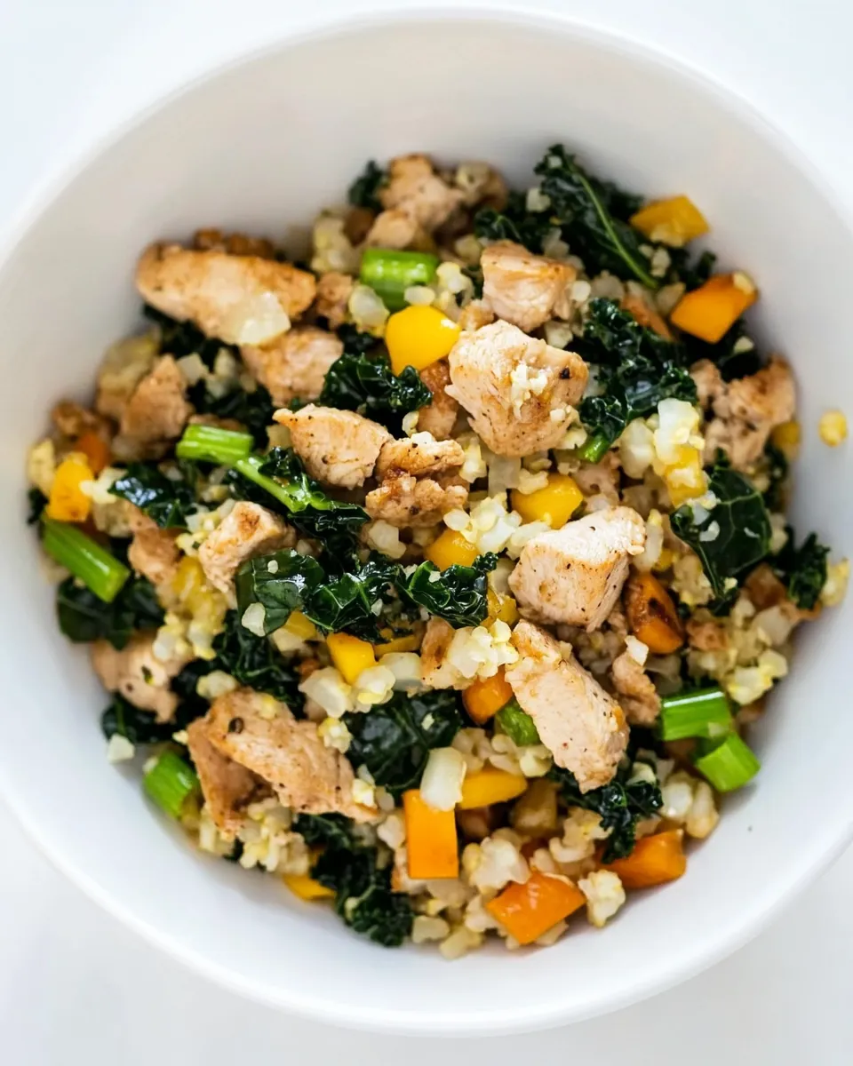 Cauliflower Fried Rice with Kale Chicken