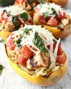 Cheesy Baked Spaghetti Squash Boats