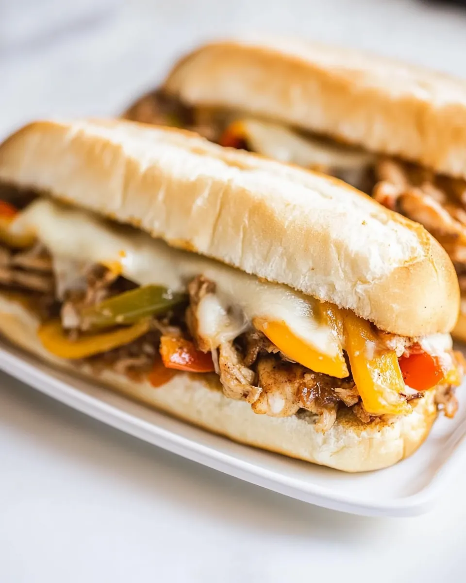 Cheesy Chicken Cheesesteak Sandwiches