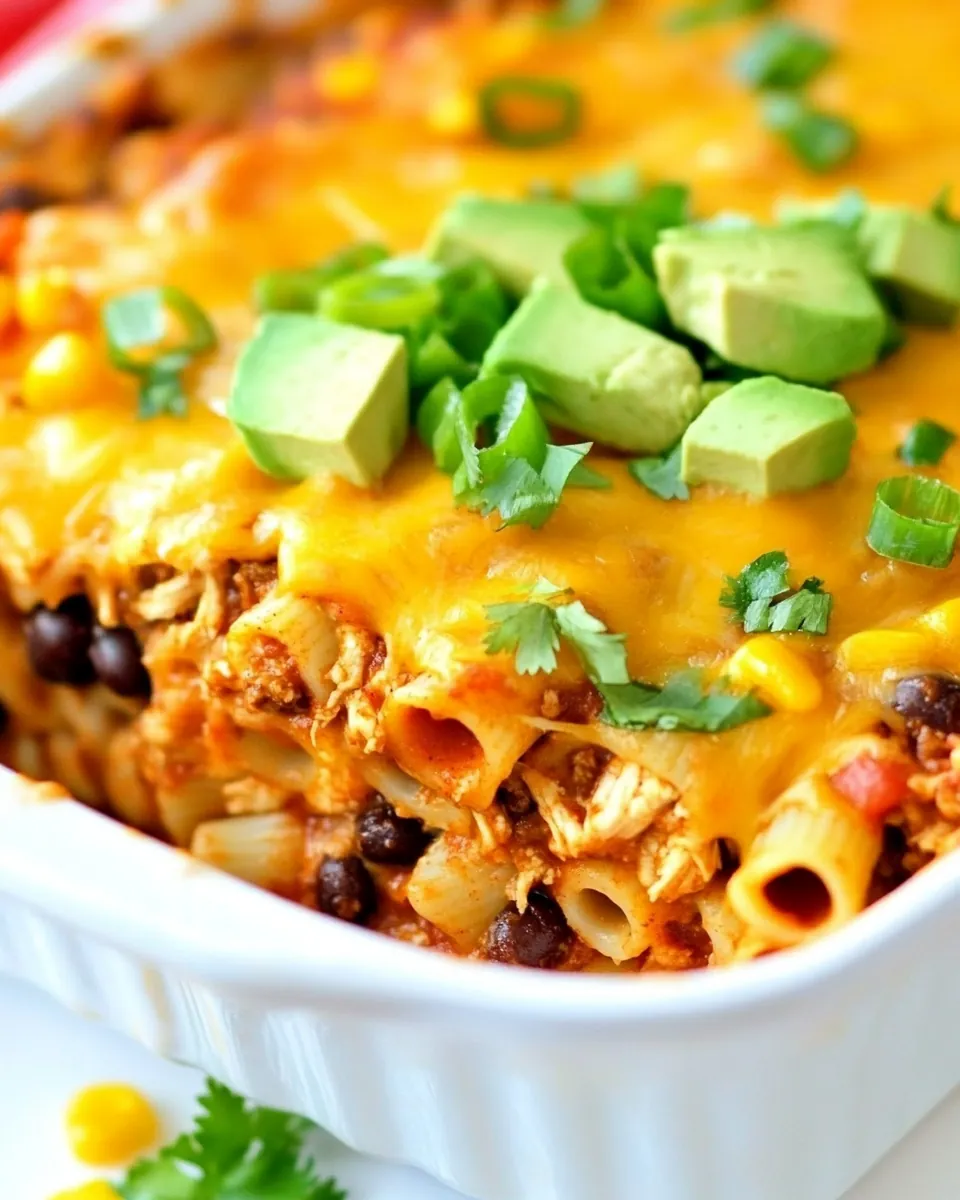 Cheesy Chicken Enchilada Pasta Bake