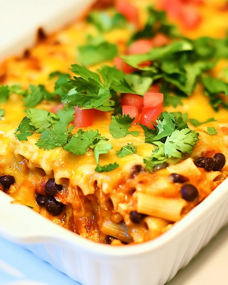 Cheesy Chicken Enchilada Pasta Bake