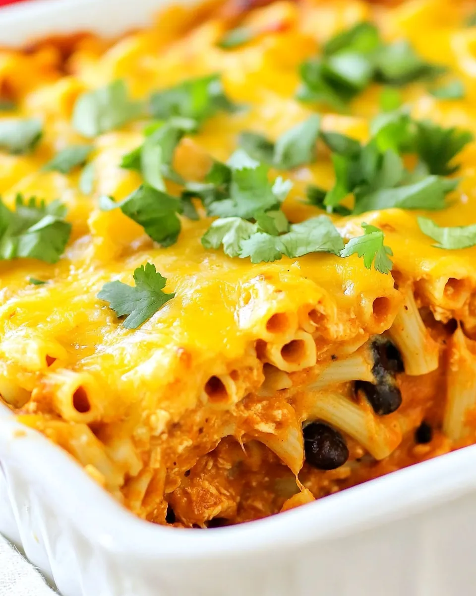 Cheesy Chicken Enchilada Pasta Bake
