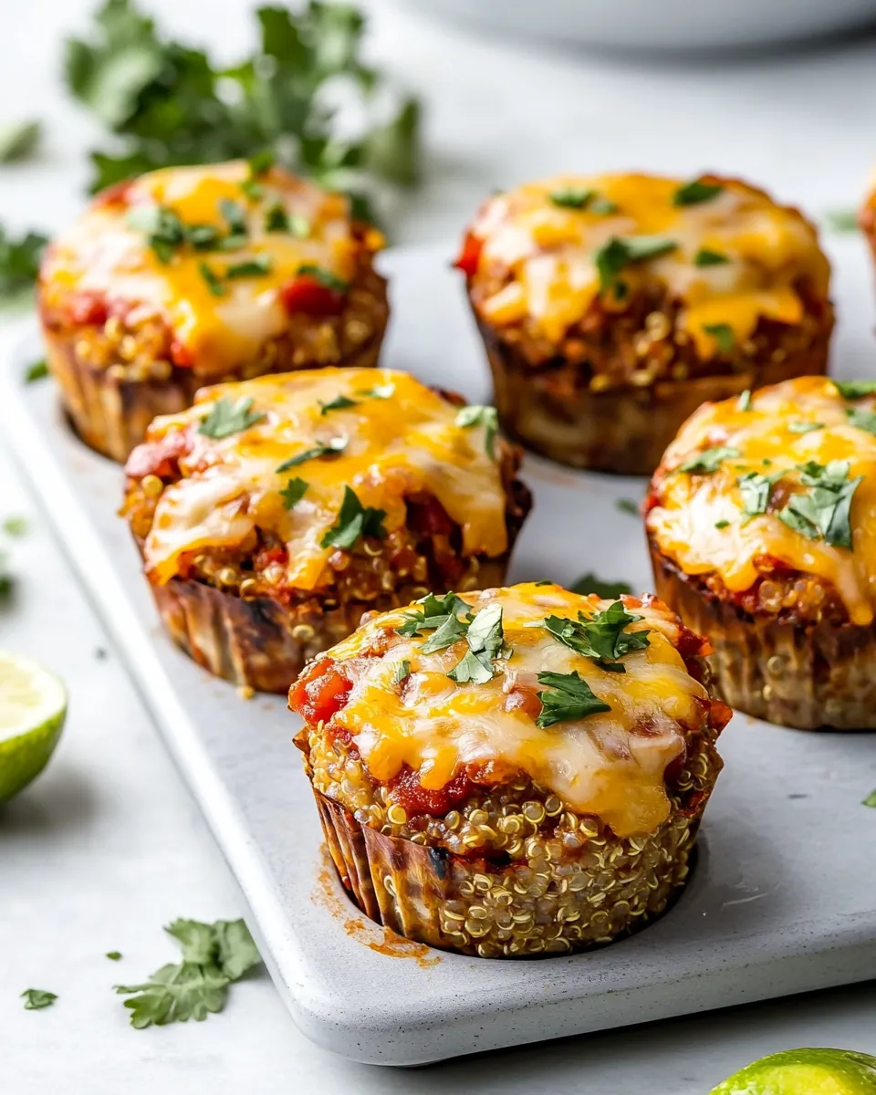 Cheesy Chicken Quinoa Enchilada Meatloaf Muffins