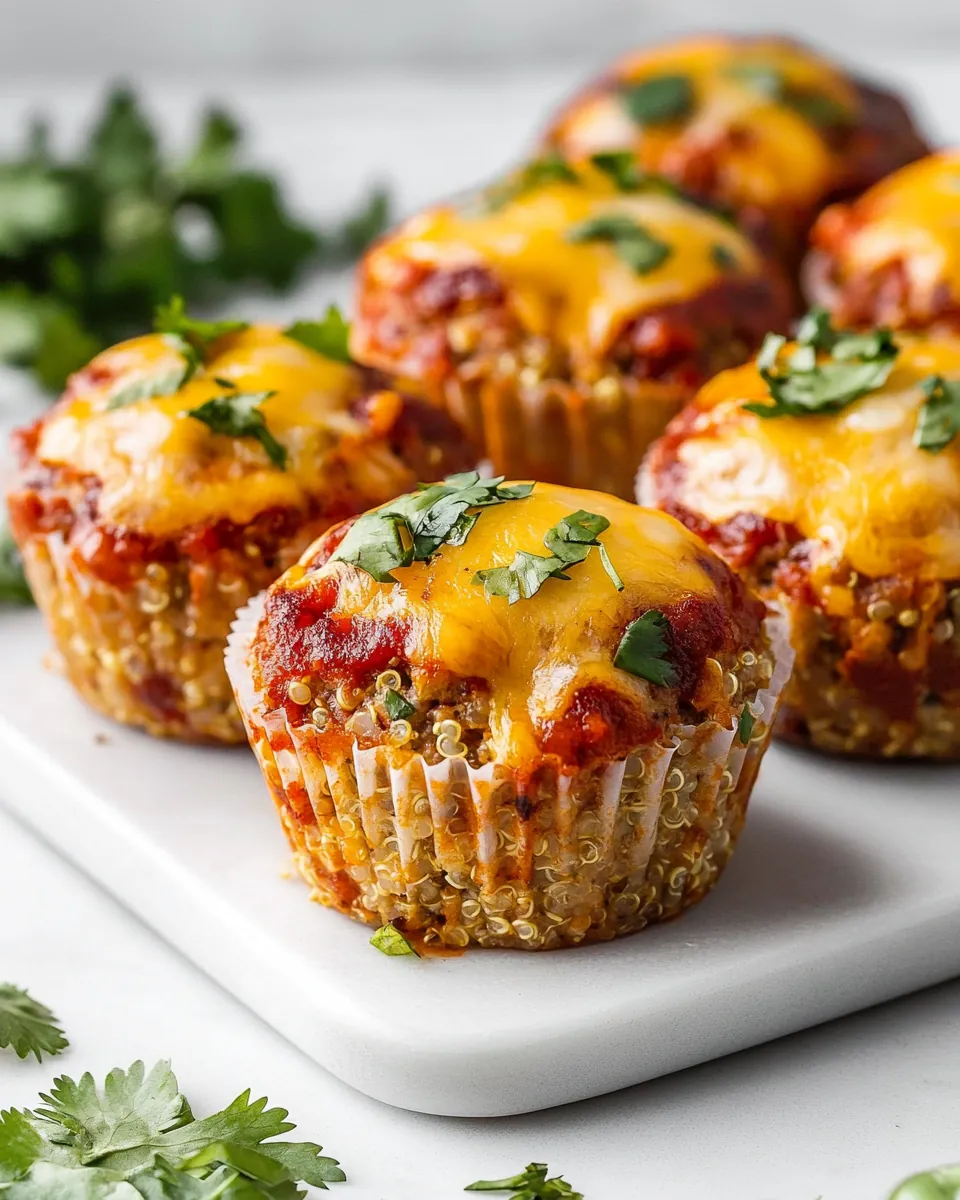 Cheesy Chicken Quinoa Enchilada Meatloaf Muffins