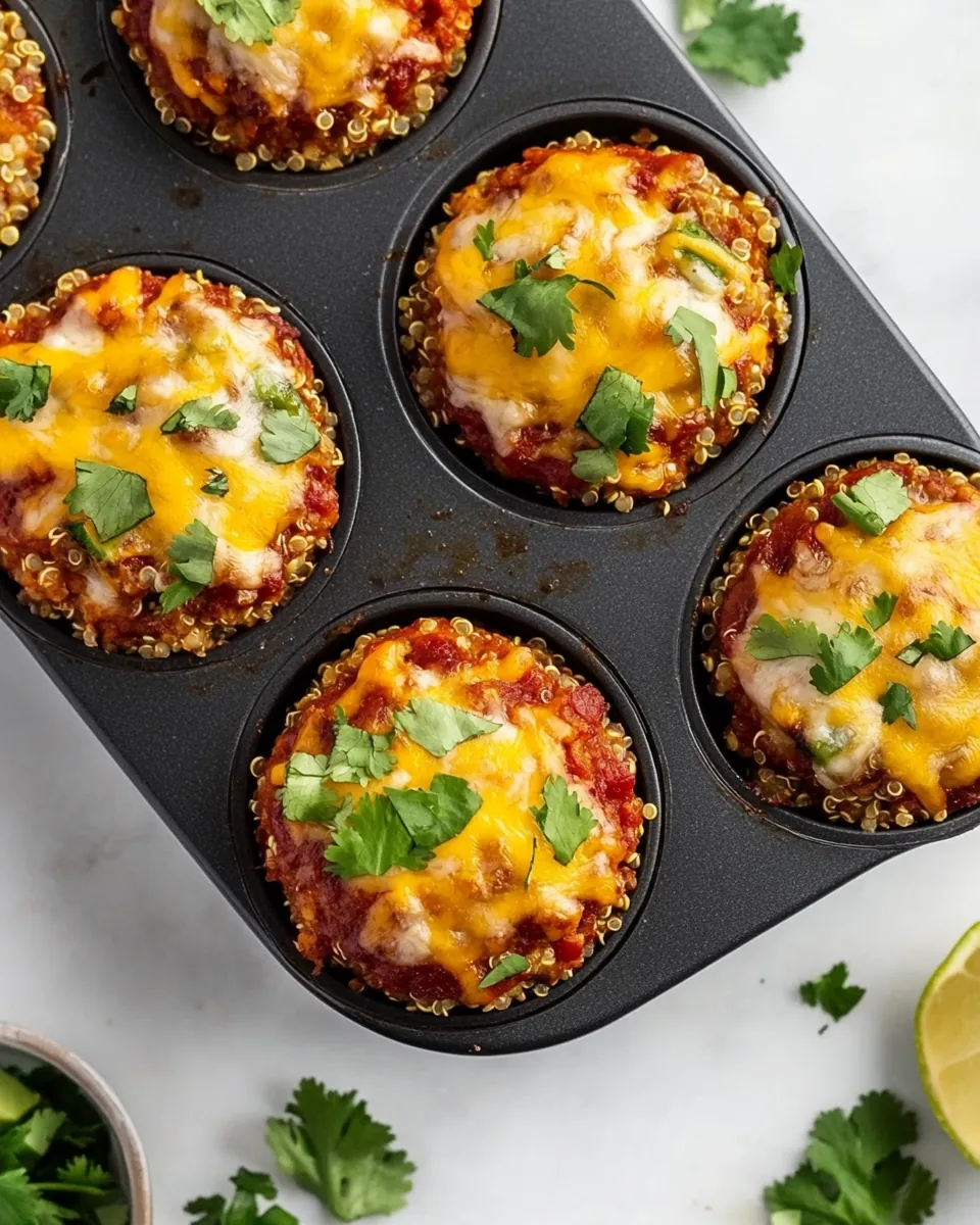 Cheesy Chicken Quinoa Enchilada Meatloaf Muffins