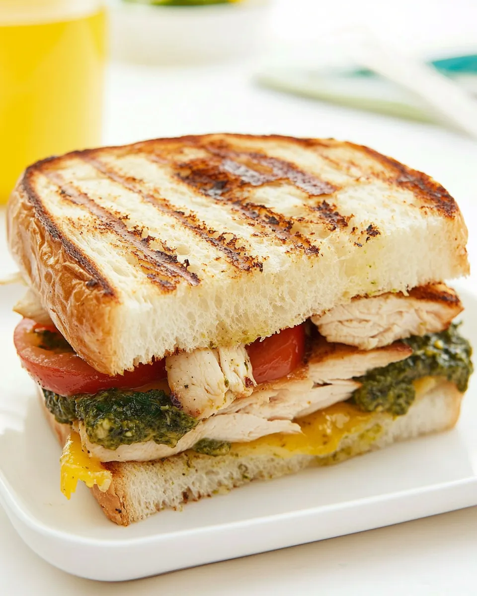 Cheesy Grilled Chicken Pesto Sandwich