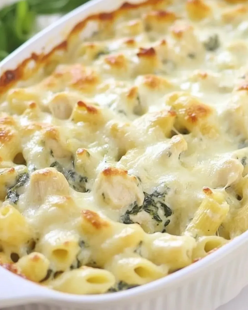 Cheesy Spinach Dip Chicken Pasta