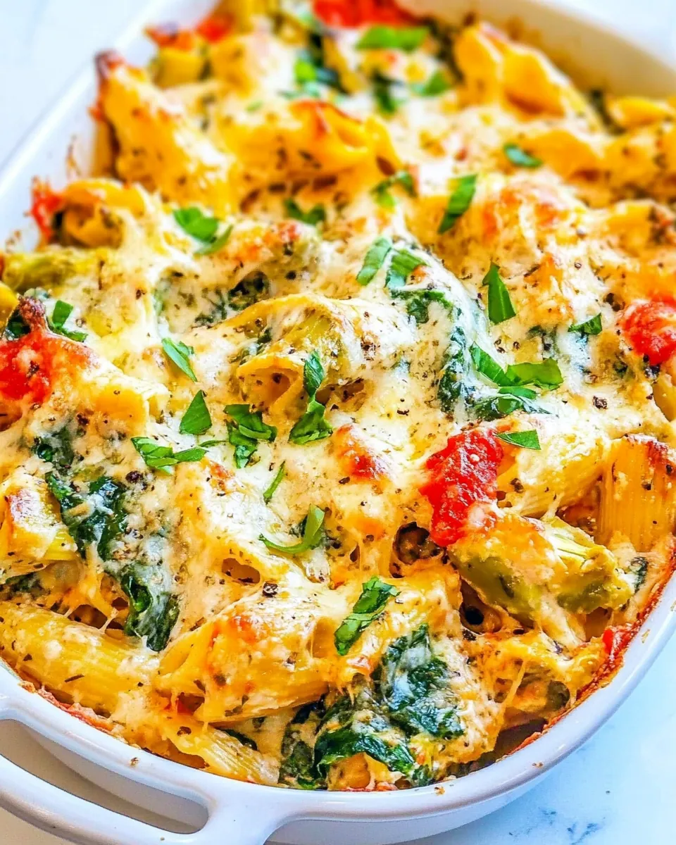 Cheesy Spinach Artichoke Chicken Pasta