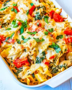 Cheesy Spinach Artichoke Chicken Pasta