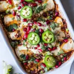 Cheesy Sweet and Sour Pomegranate Thai Chicken Enchiladas