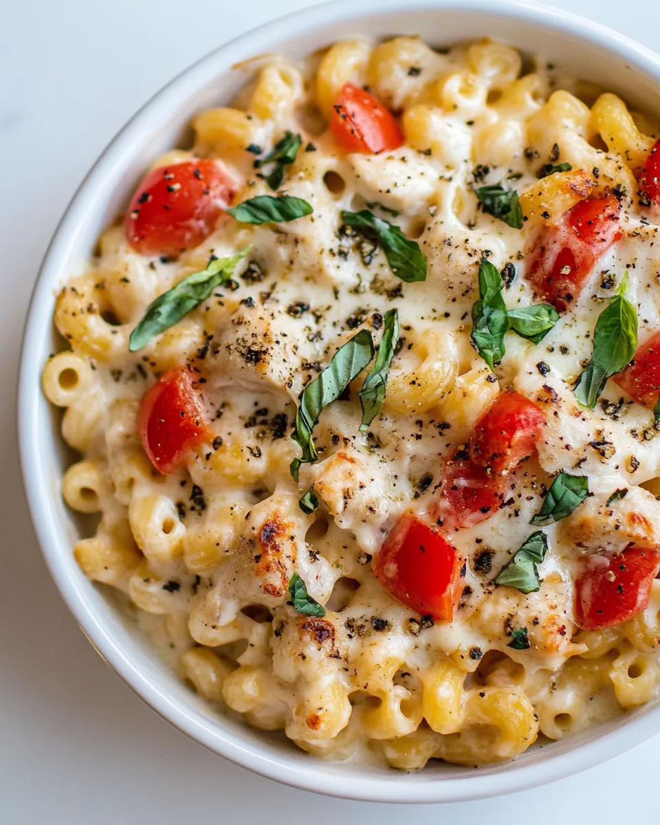 Chicken Caprese Macaroni and Cheese