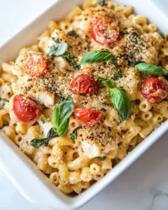 Chicken Caprese Macaroni and Cheese
