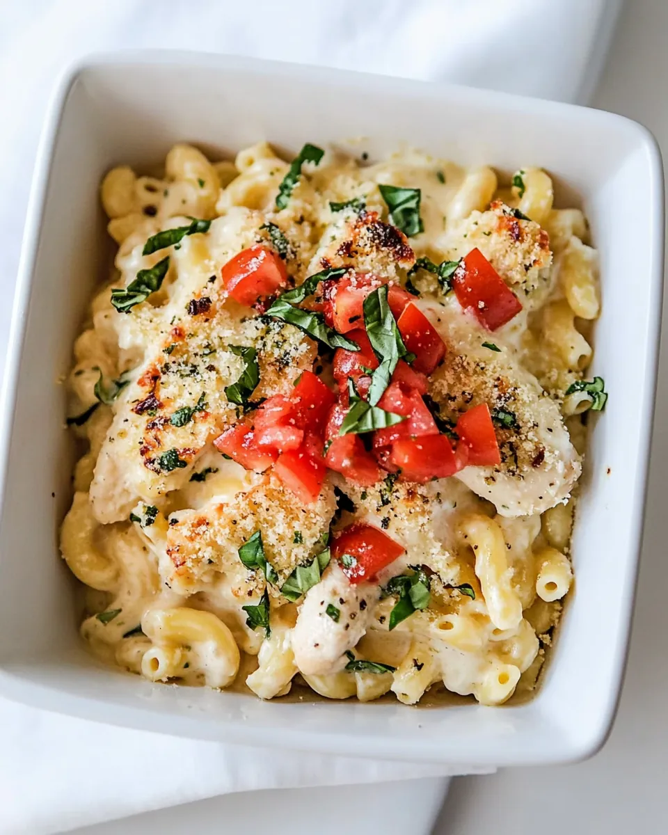 Chicken Caprese Macaroni and Cheese