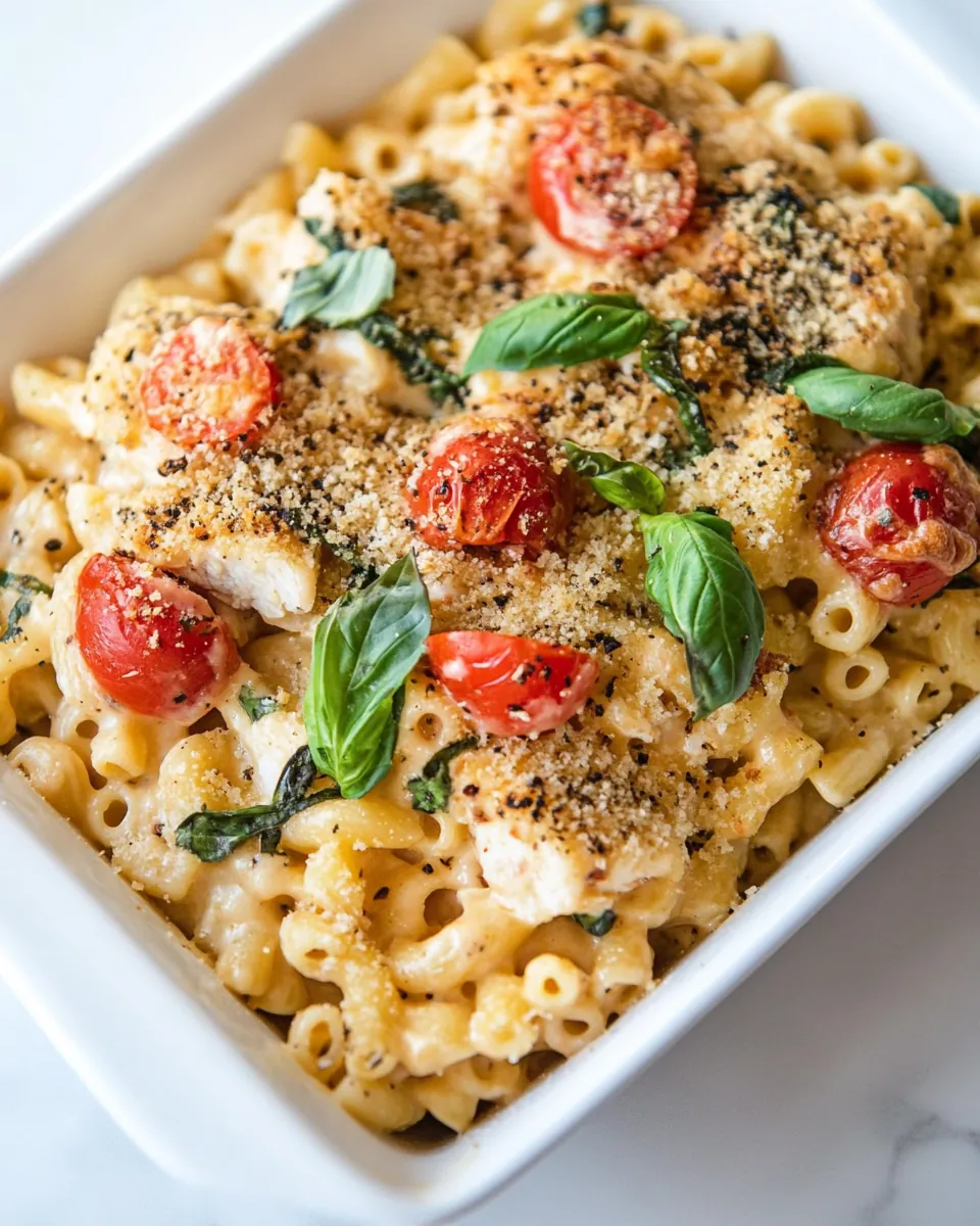 Chicken Caprese Macaroni and Cheese