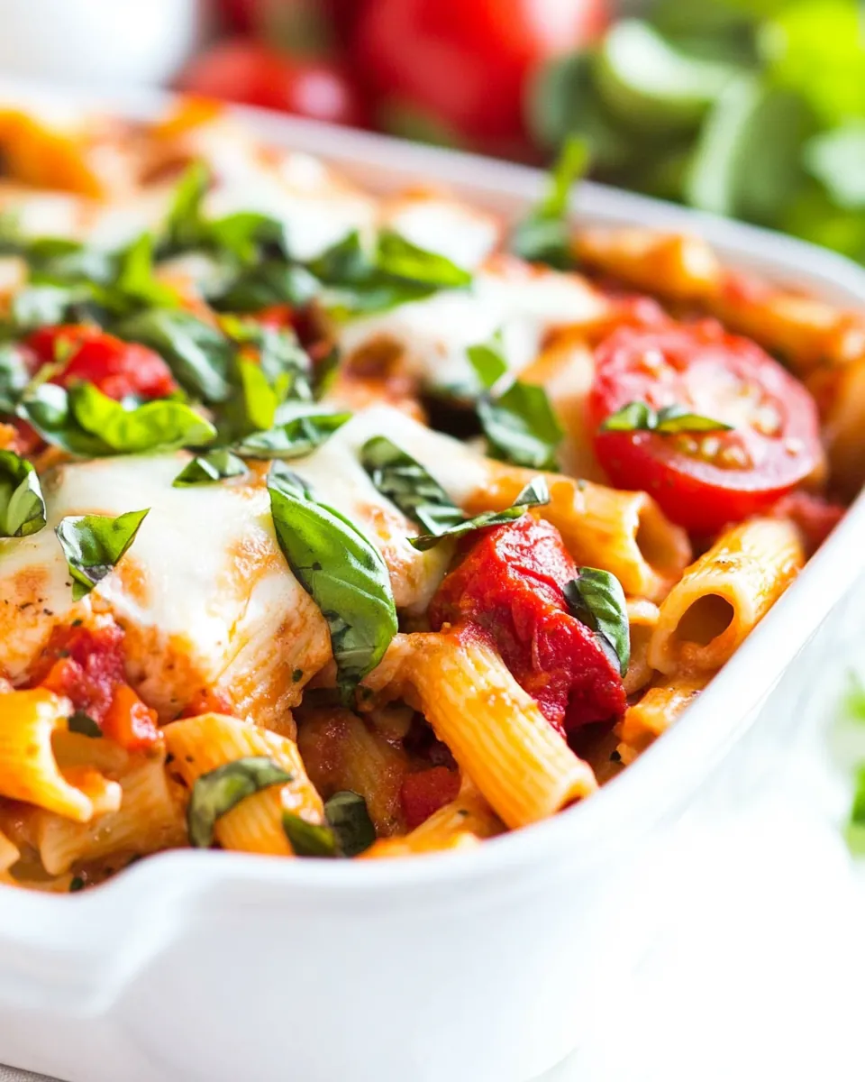 Chicken Caprese Pasta Casserole
