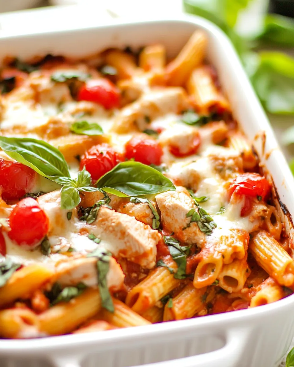 Chicken Caprese Pasta Casserole