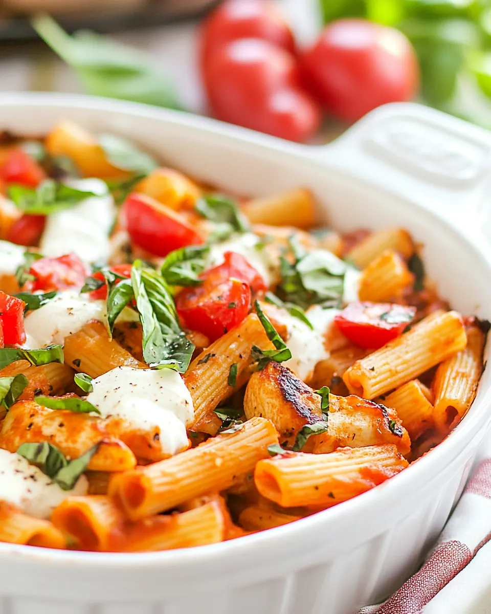 Chicken Caprese Pasta Casserole