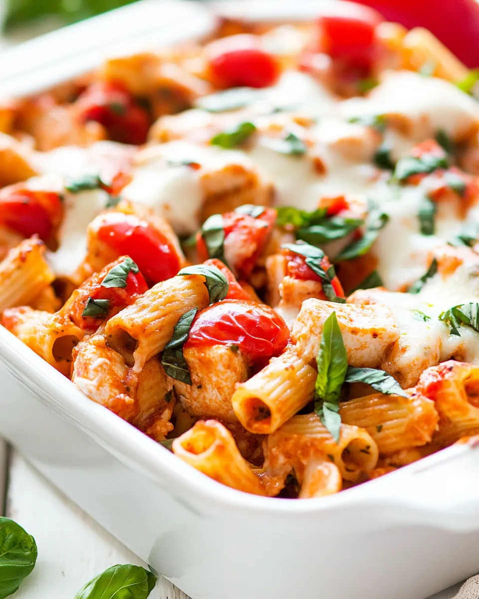 Chicken Caprese Pasta Casserole