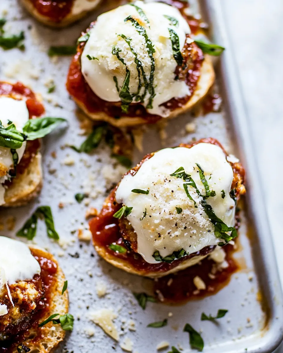 Chicken Parmesan Meatball Crostini