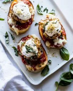 Chicken Parmesan Meatball Crostini