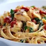 Chicken Pasta with Roasted Red Pepper Cream Sauce