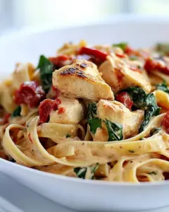 Chicken Pasta with Roasted Red Pepper Cream Sauce