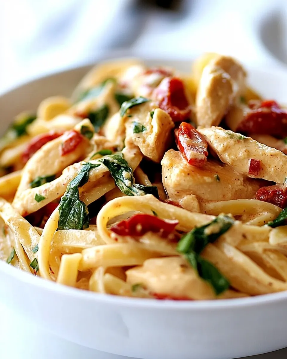 Chicken Pasta with Roasted Red Pepper Cream Sauce