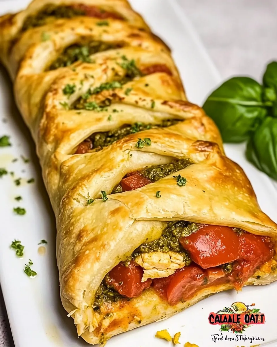 Chicken Pesto Calzone Braid