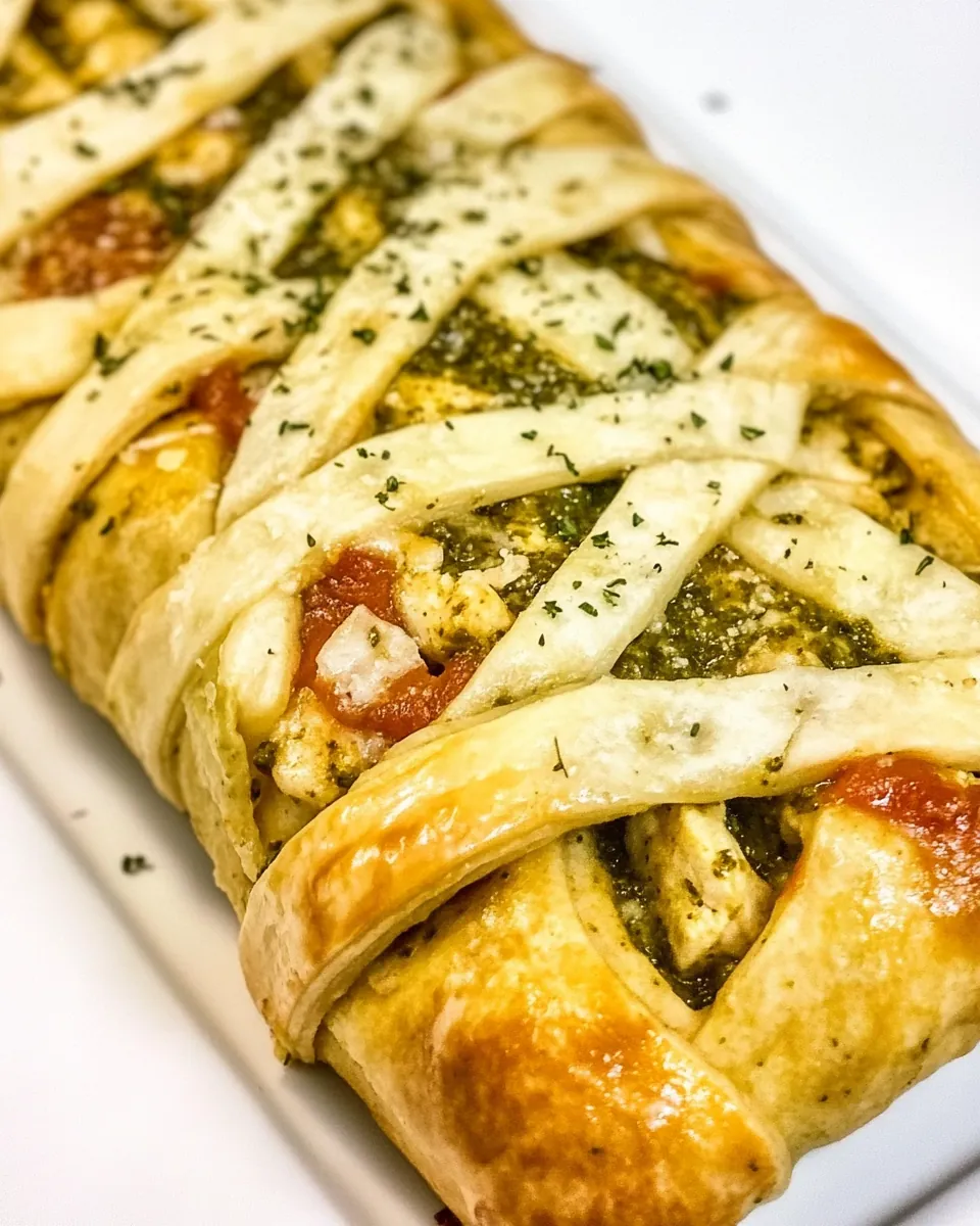 Chicken Pesto Calzone Braid