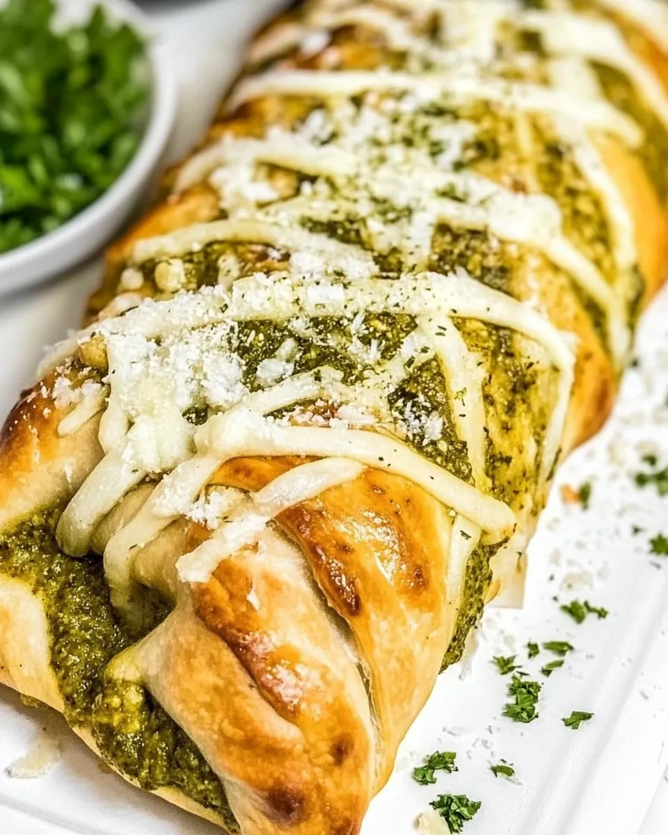 Chicken Pesto Calzone Braid