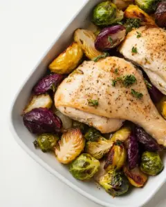 Chicken and Brussels Sprouts Tray Bake