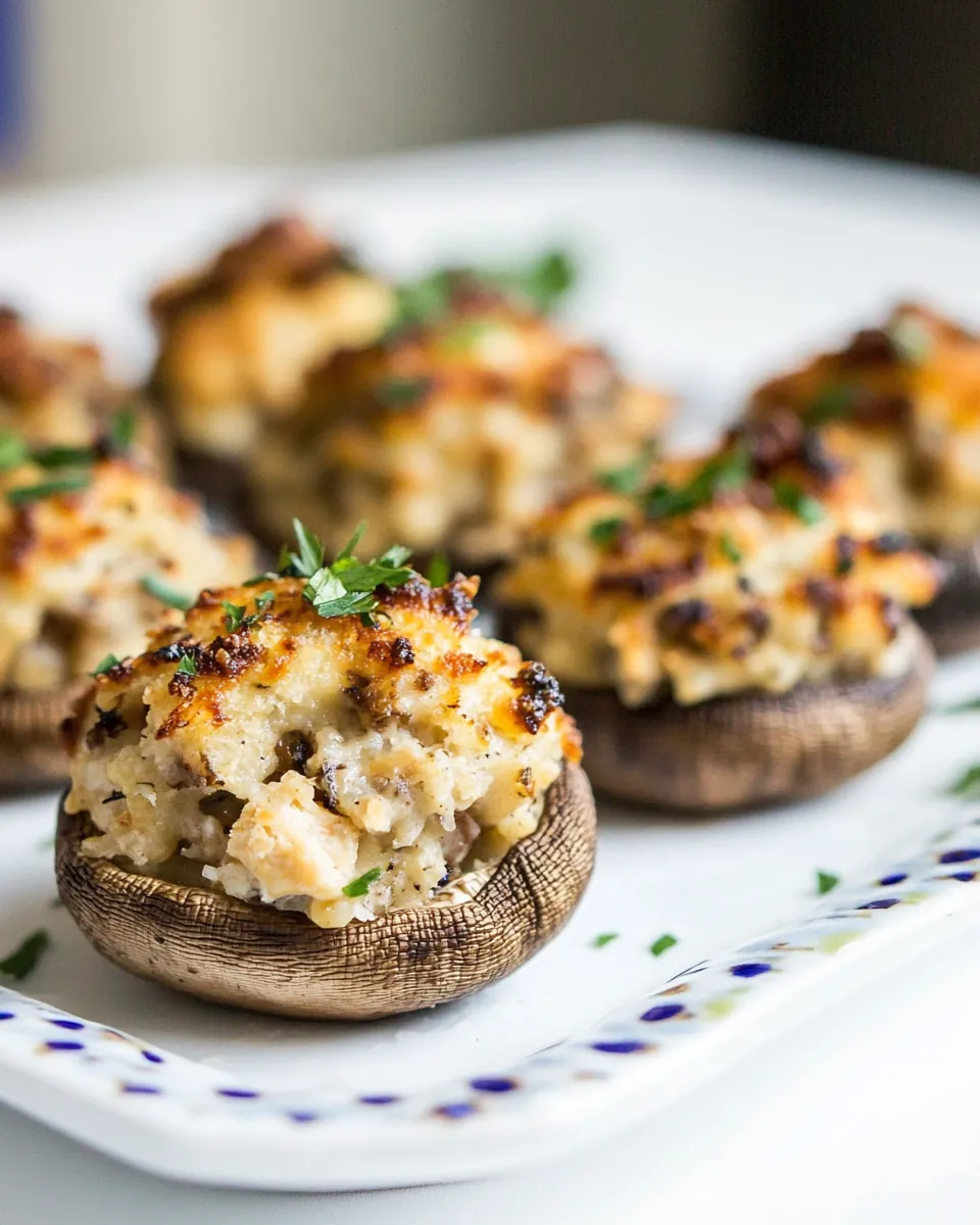 Chicken and Cheese Stuffed Mushrooms