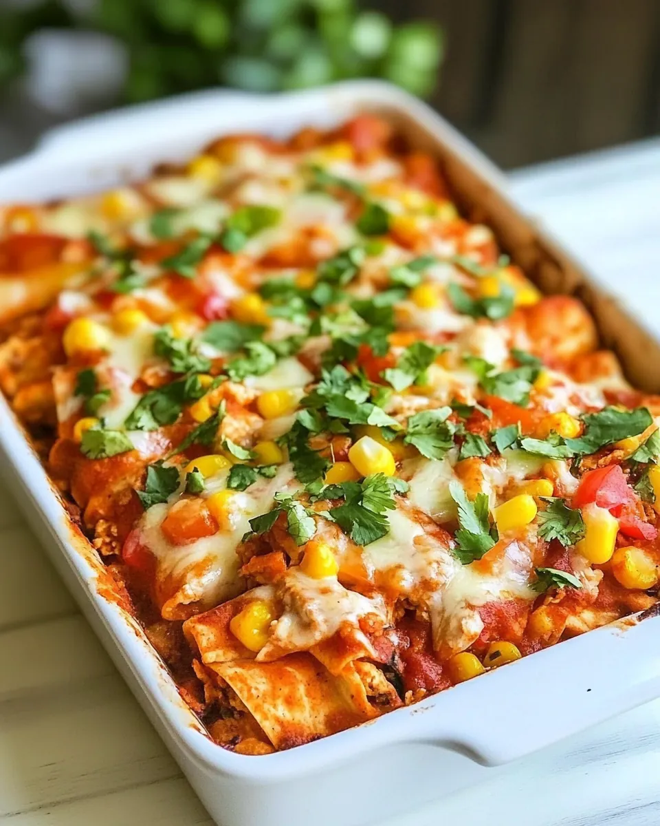 Chicken and Corn Enchilada Bake