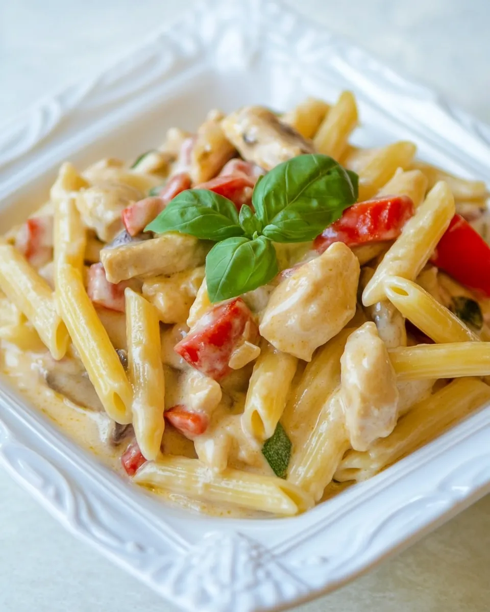 Chicken and Vegetable Penne Alfredo