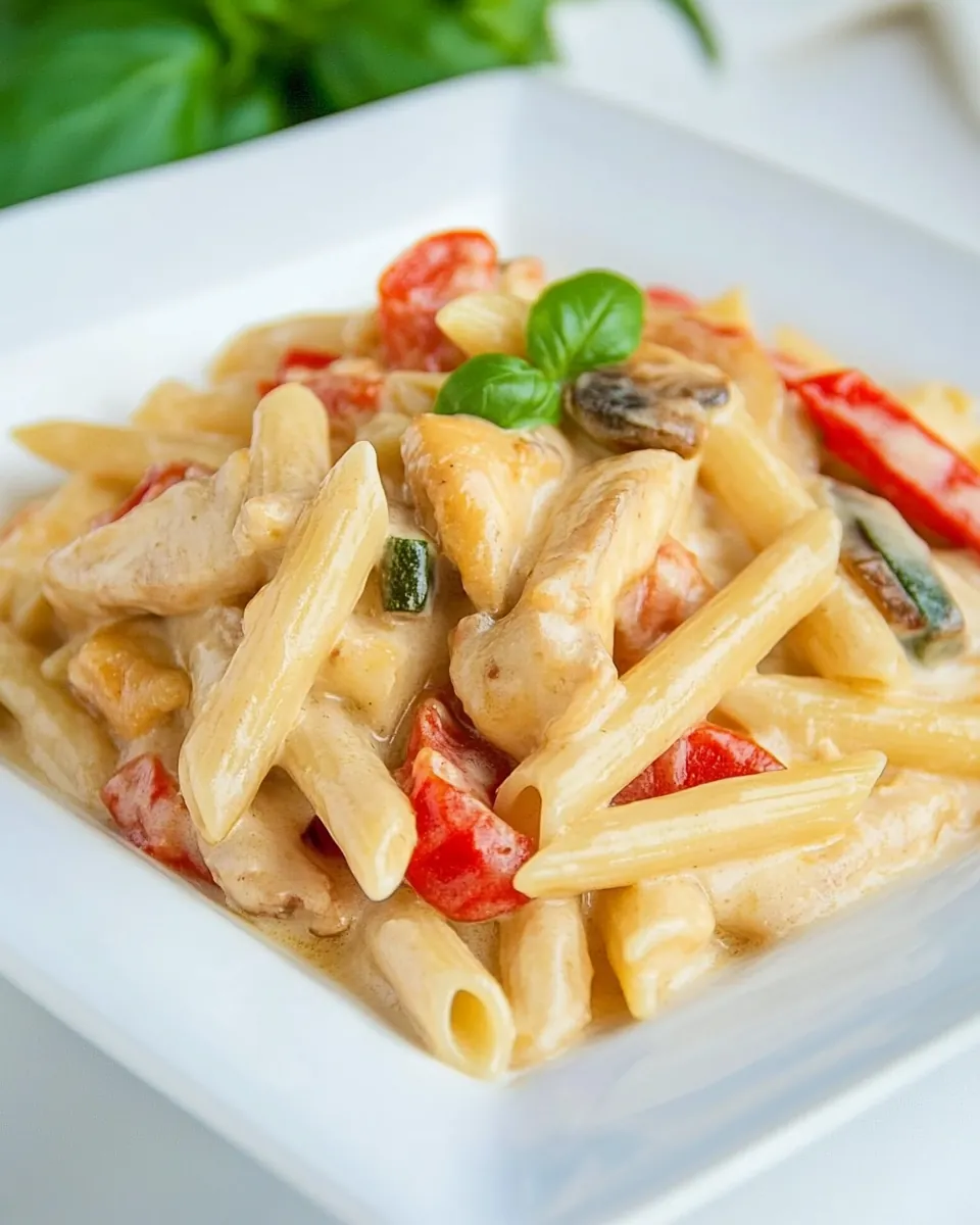 Chicken and Vegetable Penne Alfredo